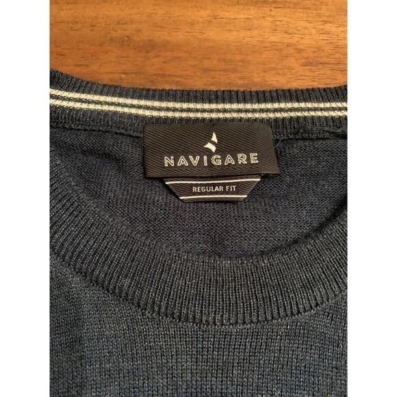 Navigare Mens Large Acrylic + Wool Blend Mens Sweater LARGE Blue/Gray Color Read - Picture 3 of 8